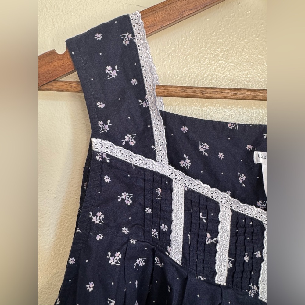 Croft & Barrow Navy Floral Sleeveless Dress 1X – Cottagecore Lace Trim Sundress - Picture 5 of 9